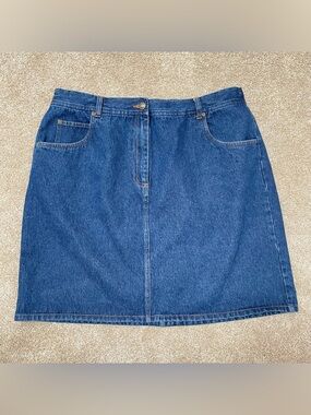 Vintage Carole Little II Blue Denim Mini Skirt Pockets 1990s Jean Western